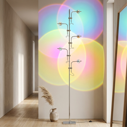 Lampada da terra sunset a LED con cinque teste proiettore e filtri colorati