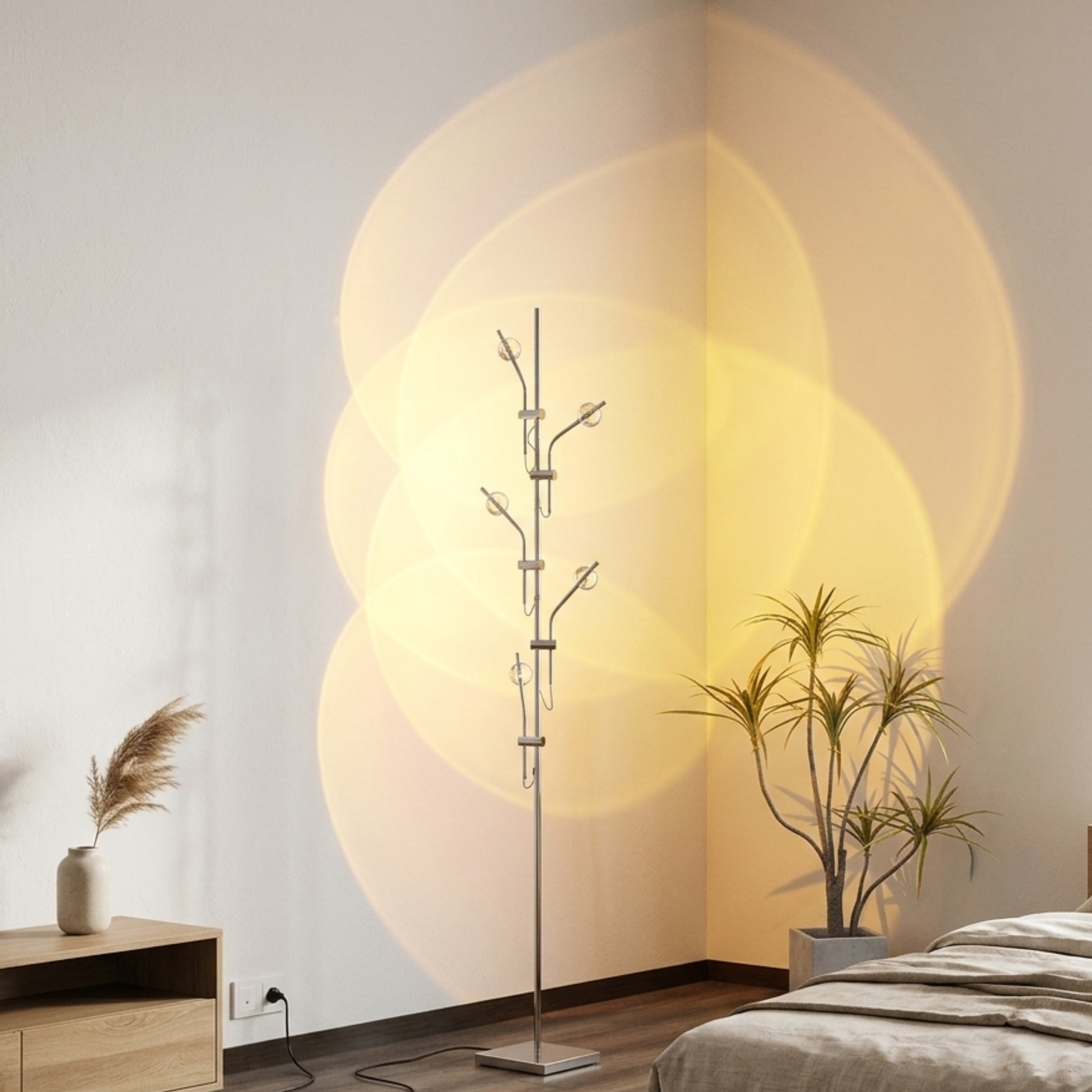 Lampada da terra sunset a LED con cinque teste proiettore e filtri colorati