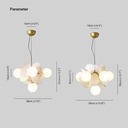 Lampadario a rami con globi in vetro e dischi multicolore, stile botanico per soggiorno