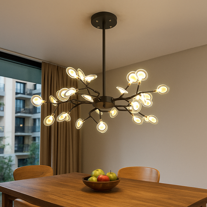 Lampadario a rami in acrilico con LED per soggiorno