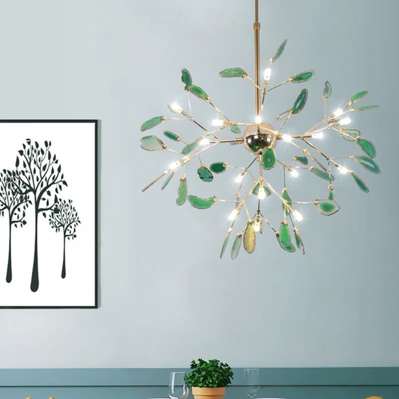 Lampadario a rami in metallo con dischi colorati