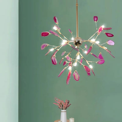 Lampadario a rami in metallo con dischi colorati