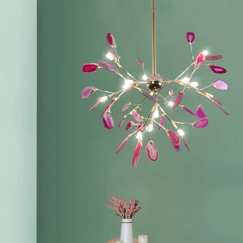 Lampadario a rami in metallo con dischi colorati