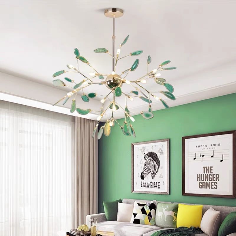 Lampadario a rami in metallo con dischi colorati