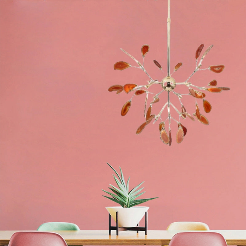 Lampadario a rami in metallo con dischi colorati