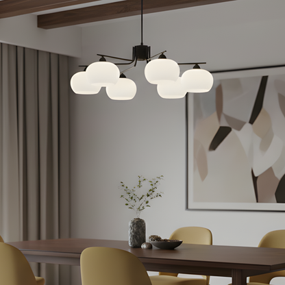 Lampadario a soffitto Bauhaus a più bracci in vetro opaco