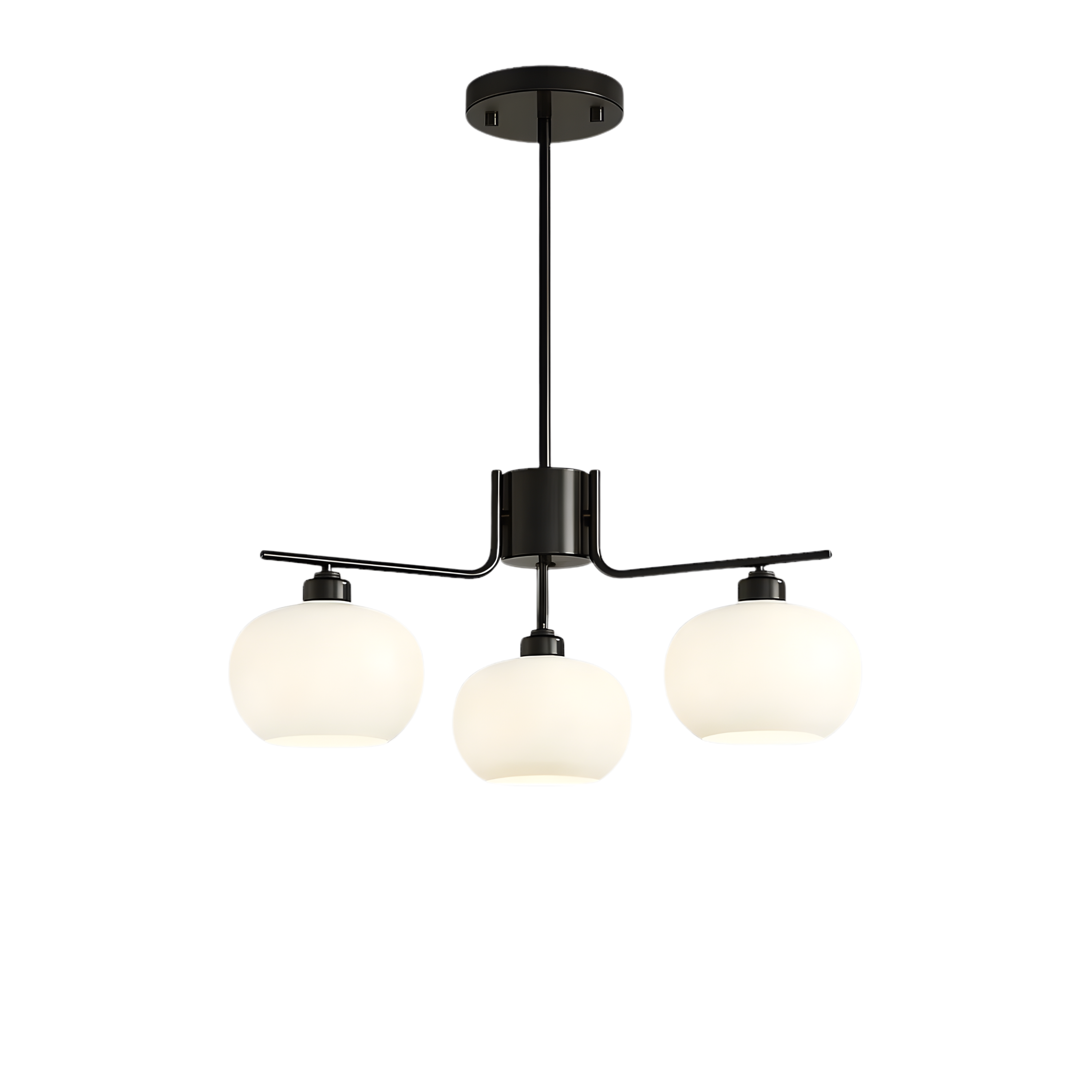 Lampadario a soffitto Bauhaus a più bracci in vetro opaco