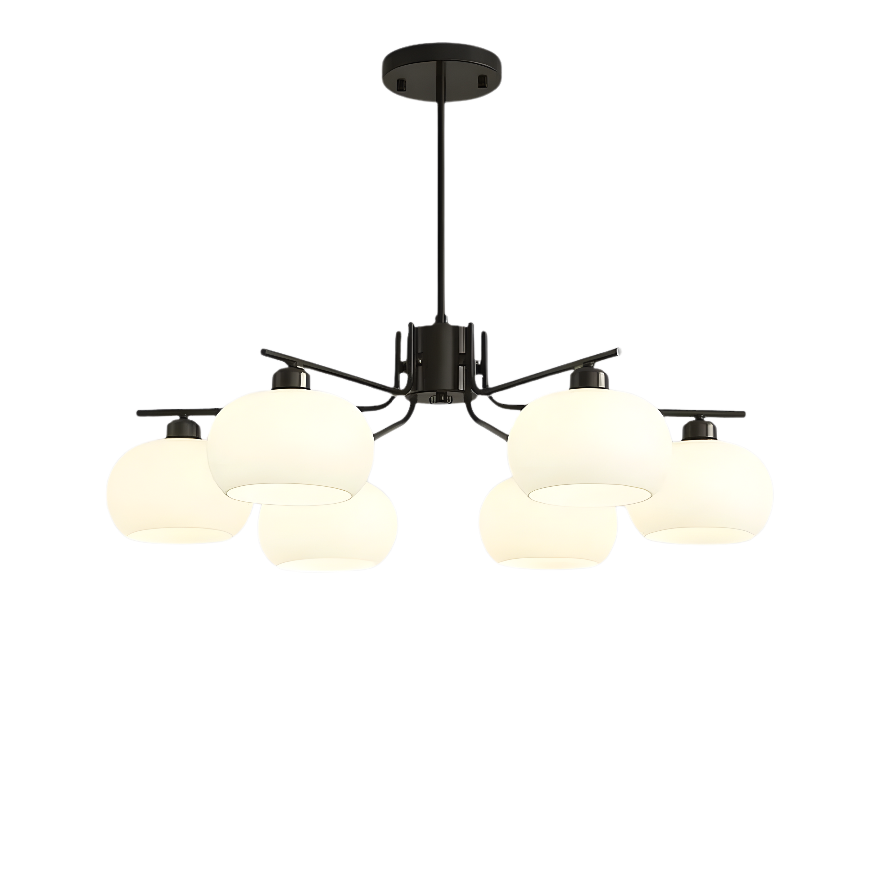 Lampadario a soffitto Bauhaus a più bracci in vetro opaco