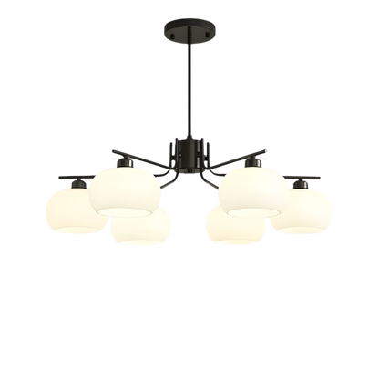 Lampadario a soffitto Bauhaus a più bracci in vetro opaco