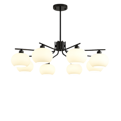Lampadario a soffitto Bauhaus a più bracci in vetro opaco