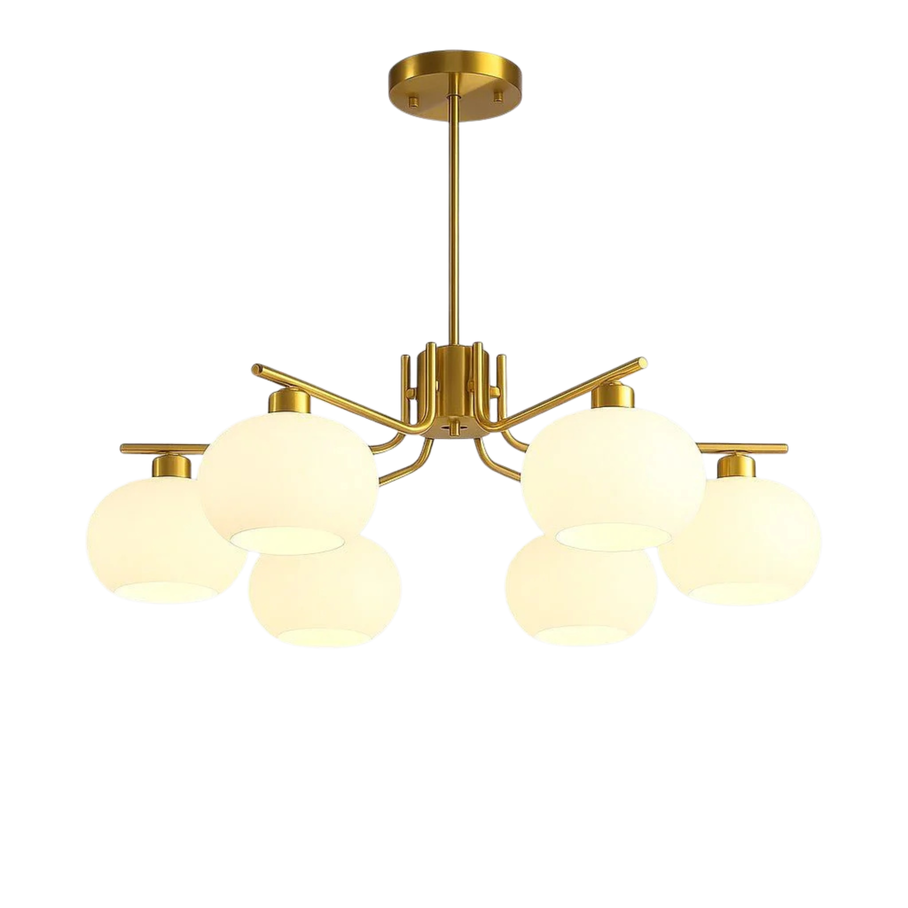 Lampadario a soffitto Bauhaus a più bracci in vetro opaco
