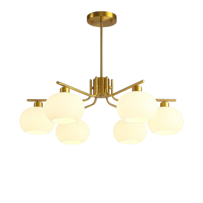 Lampadario a soffitto Bauhaus a più bracci in vetro opaco