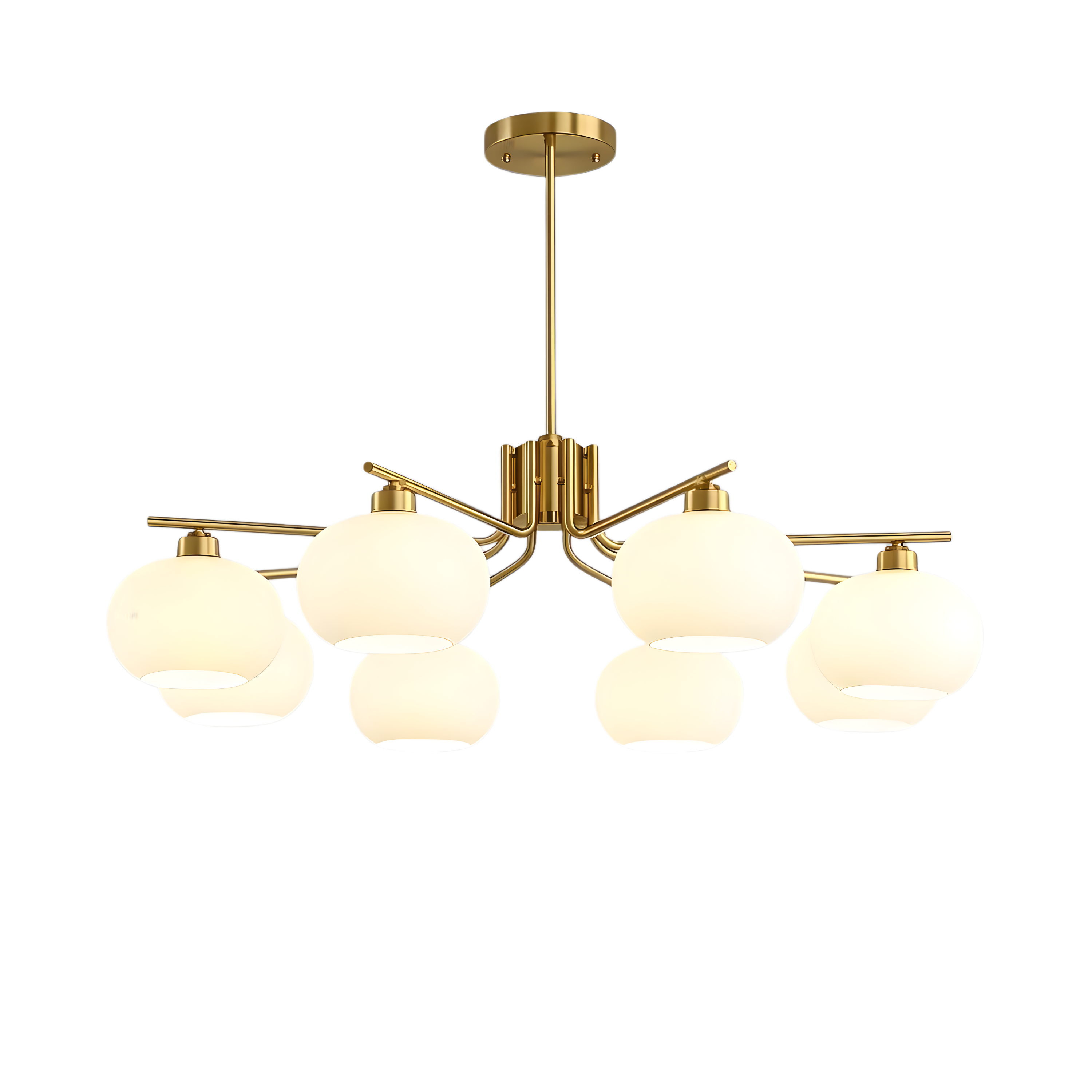 Lampadario a soffitto Bauhaus a più bracci in vetro opaco