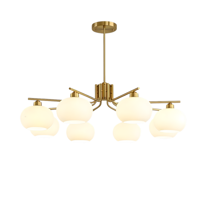 Lampadario a soffitto Bauhaus a più bracci in vetro opaco