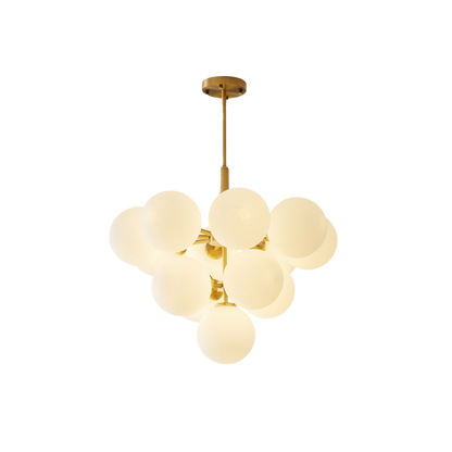 Lampadario a sospensione a grappolo scandinavo oro con globi in vetro