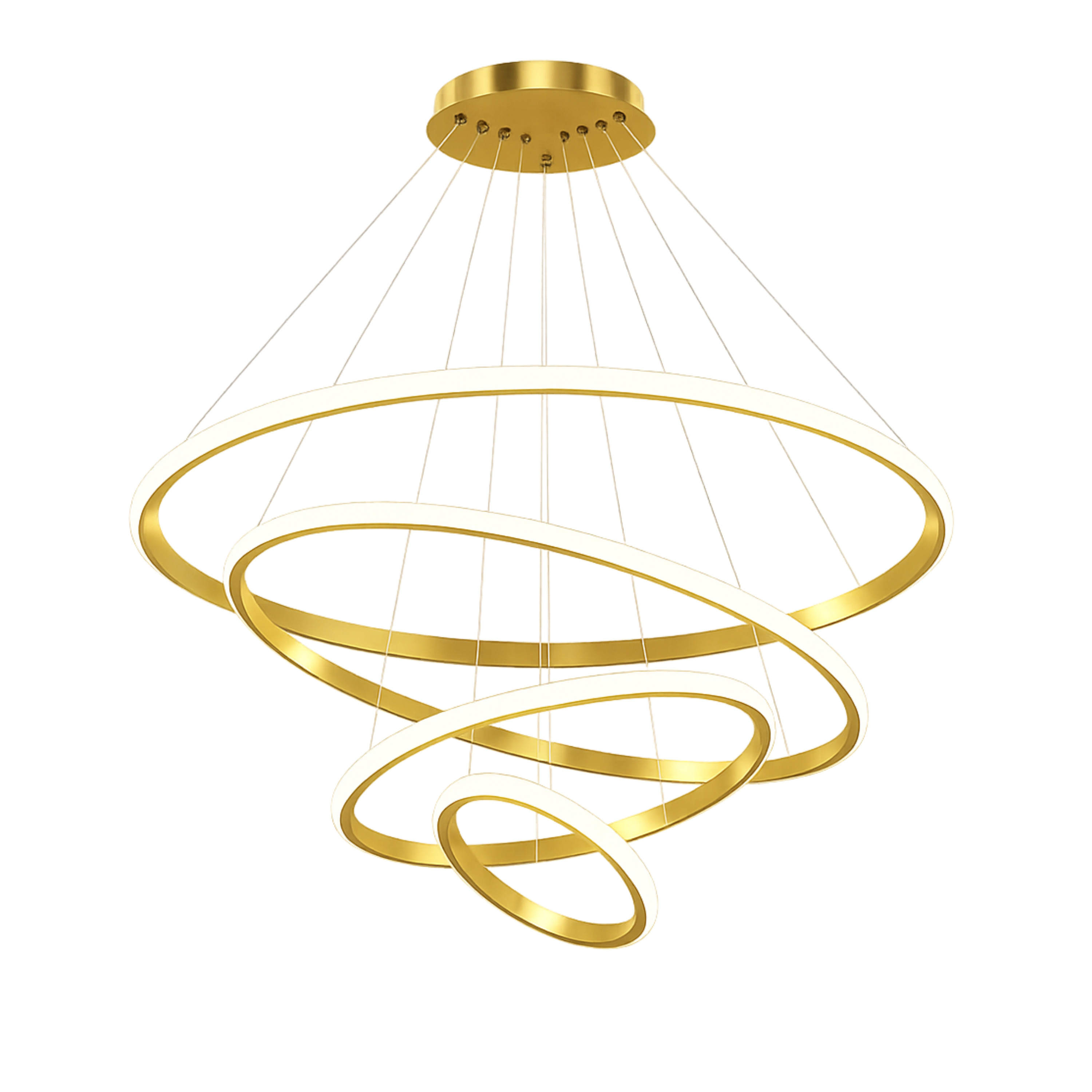 Lampadario a sospensione LED ad anelli color oro