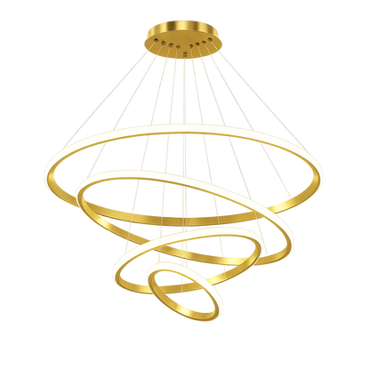 Lampadario a sospensione LED ad anelli color oro