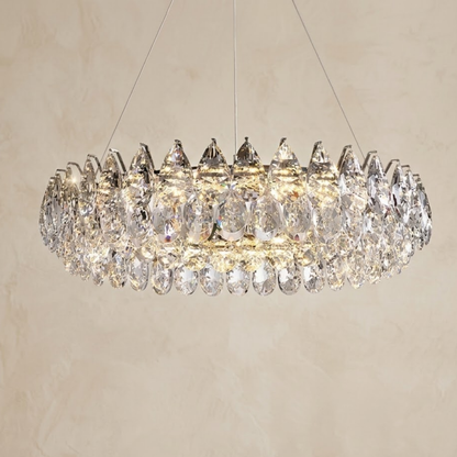 Lampadario a sospensione moderno ad anello in cristallo