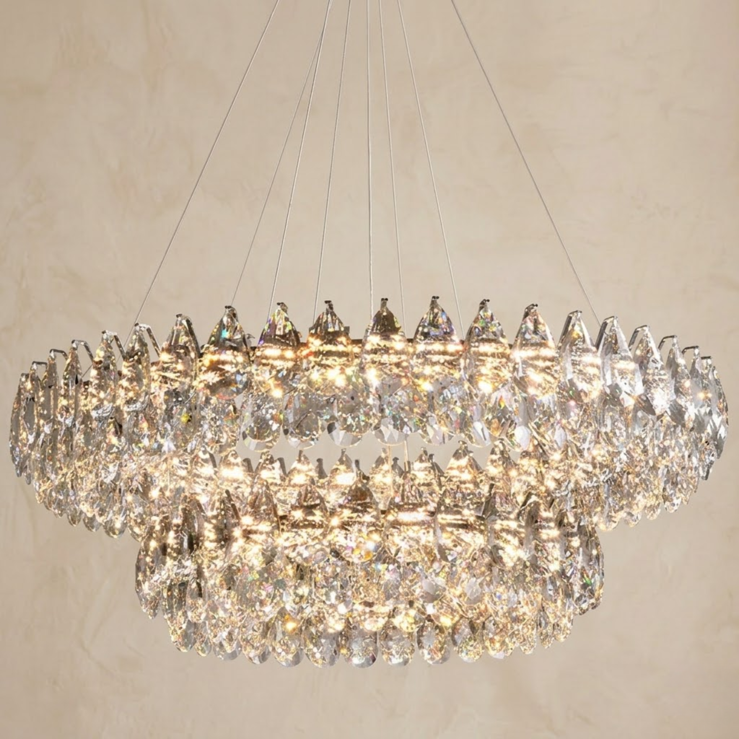 Lampadario a sospensione moderno ad anello in cristallo