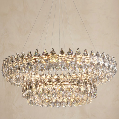 Lampadario a sospensione moderno ad anello in cristallo