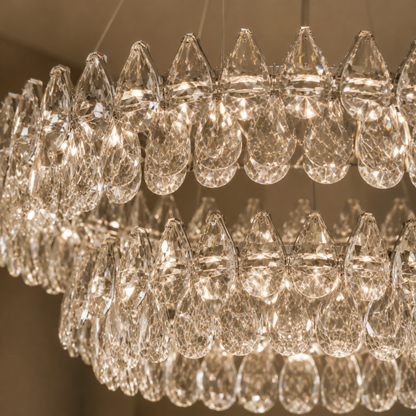 Lampadario a sospensione moderno ad anello in cristallo