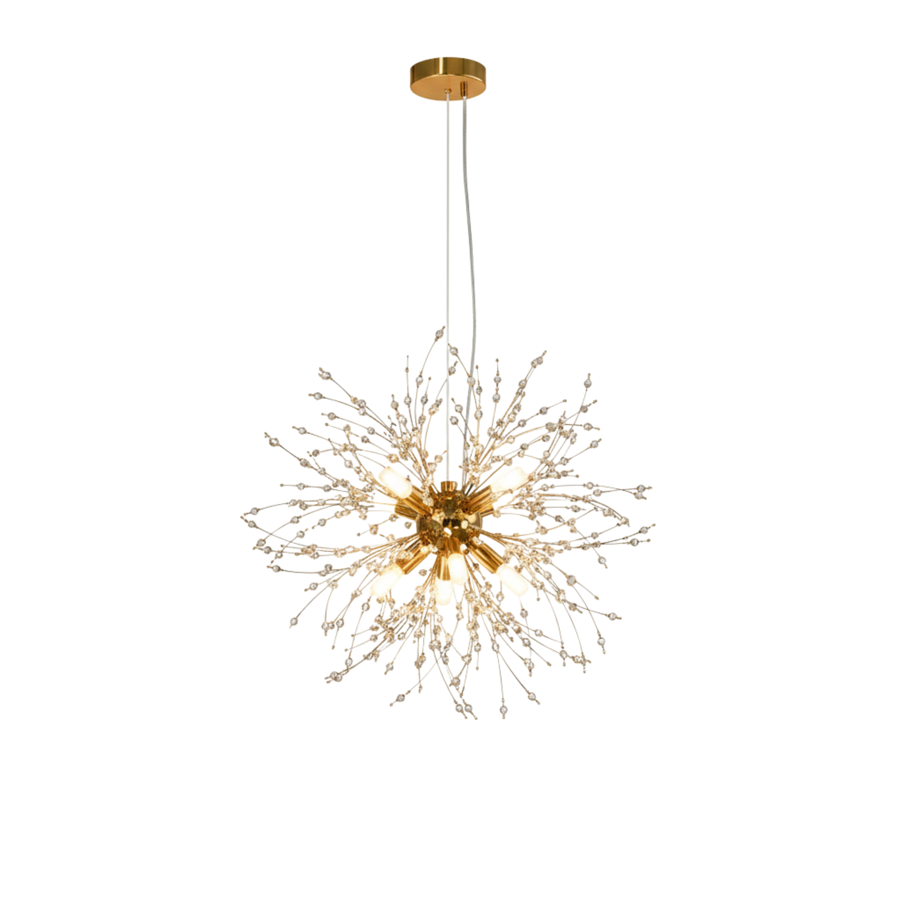 Lampadario a sospensione sputnik in cristallo oro a fuochi d'artificio