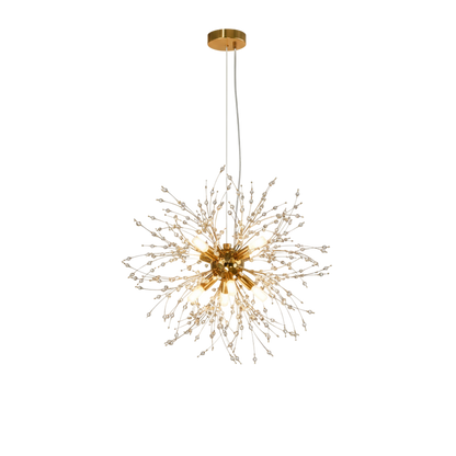 Lampadario a sospensione sputnik in cristallo oro a fuochi d'artificio