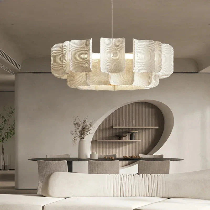 Lampadario Arten moderno in acrilico bianco a due livelli con LED