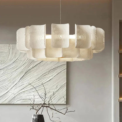 Lampadario Arten moderno in acrilico bianco a due livelli con LED