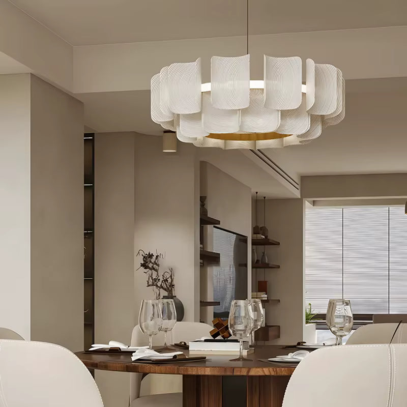 Lampadario Arten moderno in acrilico bianco a due livelli con LED
