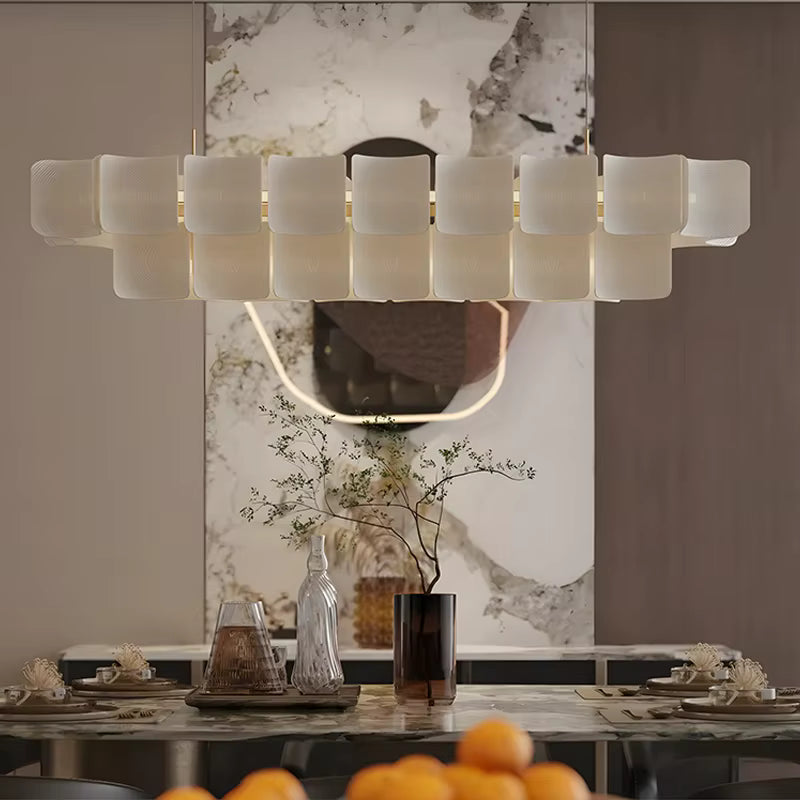 Lampadario Arten moderno in acrilico bianco a due livelli con LED