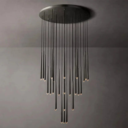 Lampadario contemporaneo a bacchette LED per soggiorno con soffitti alti e ingresso