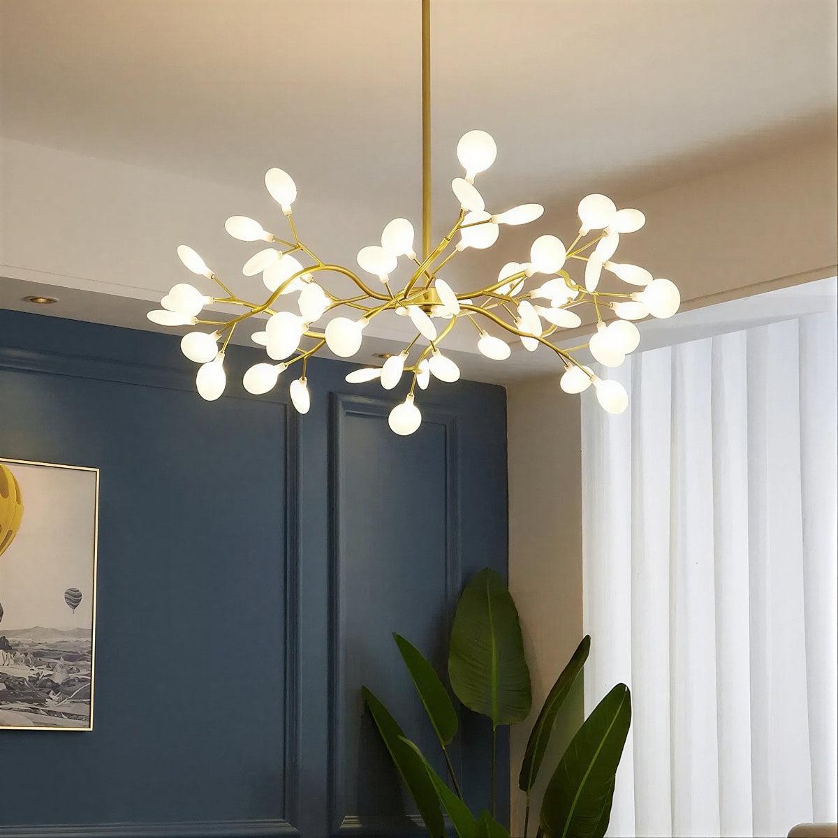 Lampadario da soffitto nero a lucciole con lampadine G4