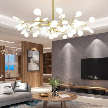 Lampadario da soffitto nero a lucciole con lampadine G4