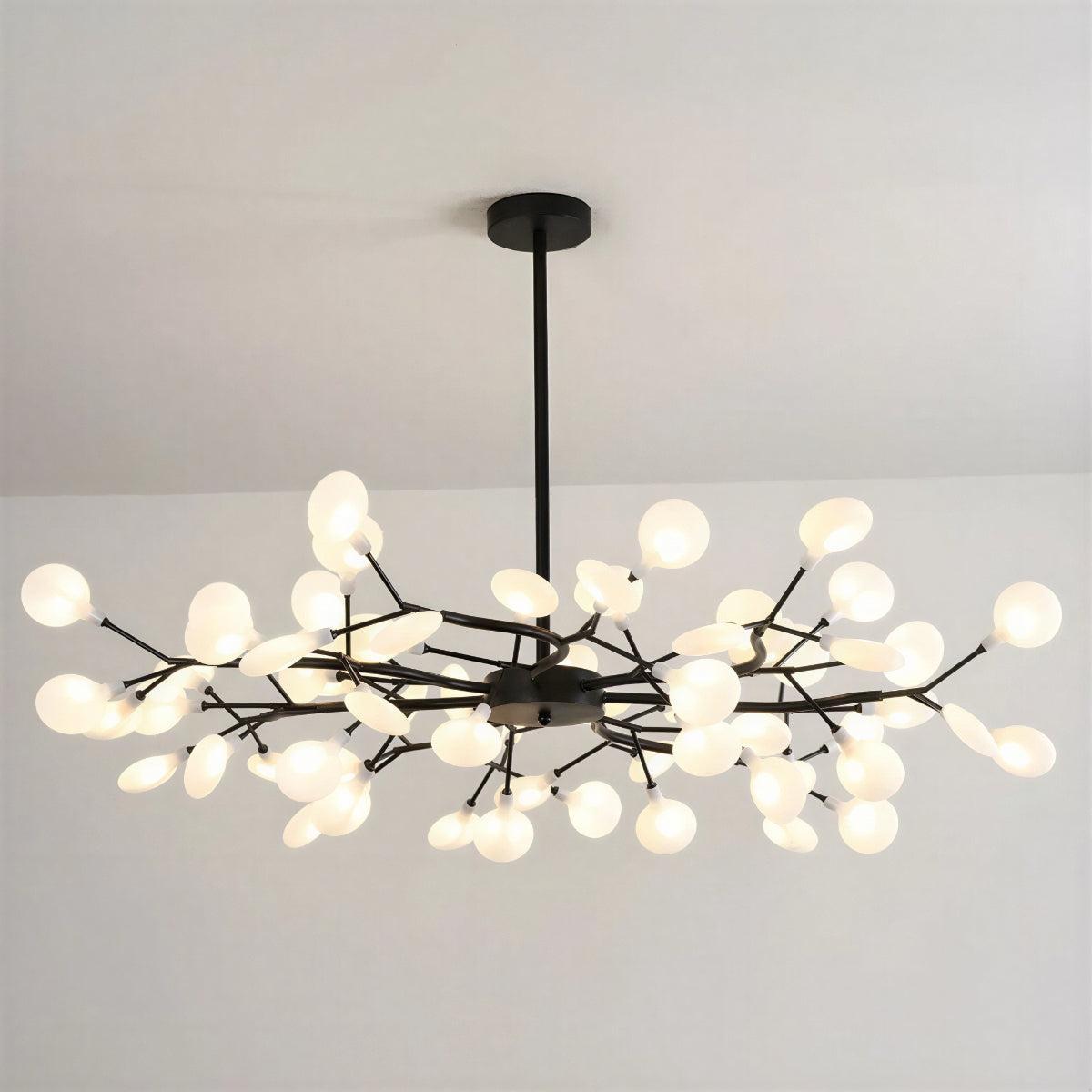 Lampadario da soffitto nero a lucciole con lampadine G4