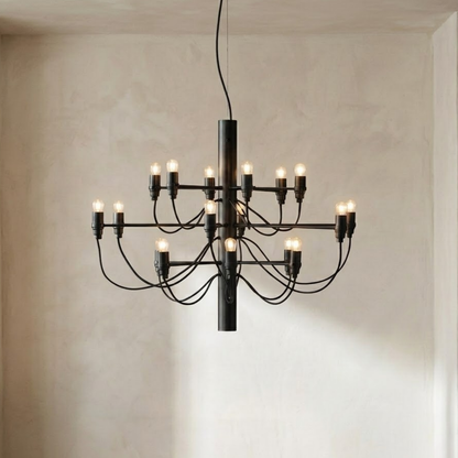 Lampadario LED a candelabro a due livelli mid century