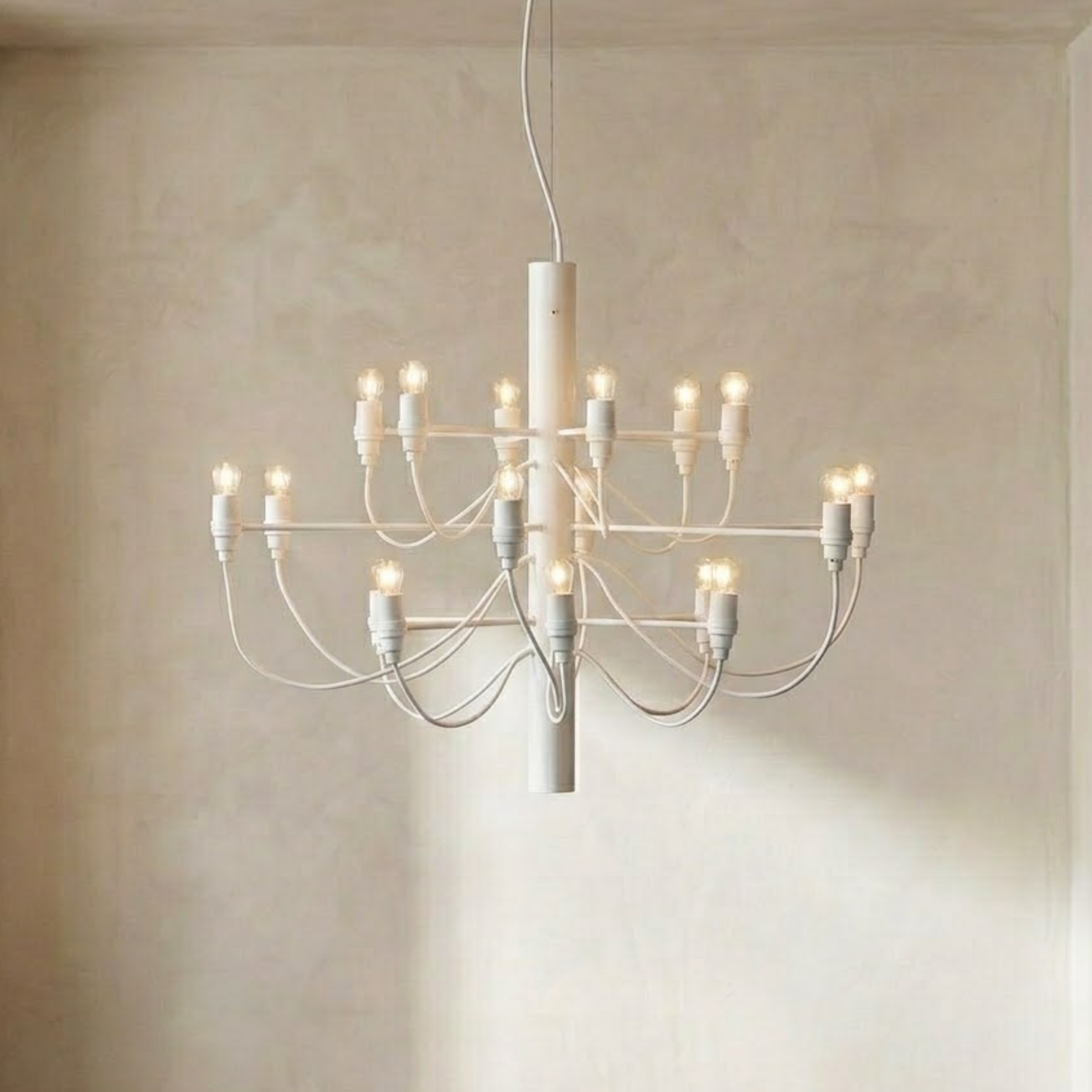 Lampadario LED a candelabro a due livelli mid century