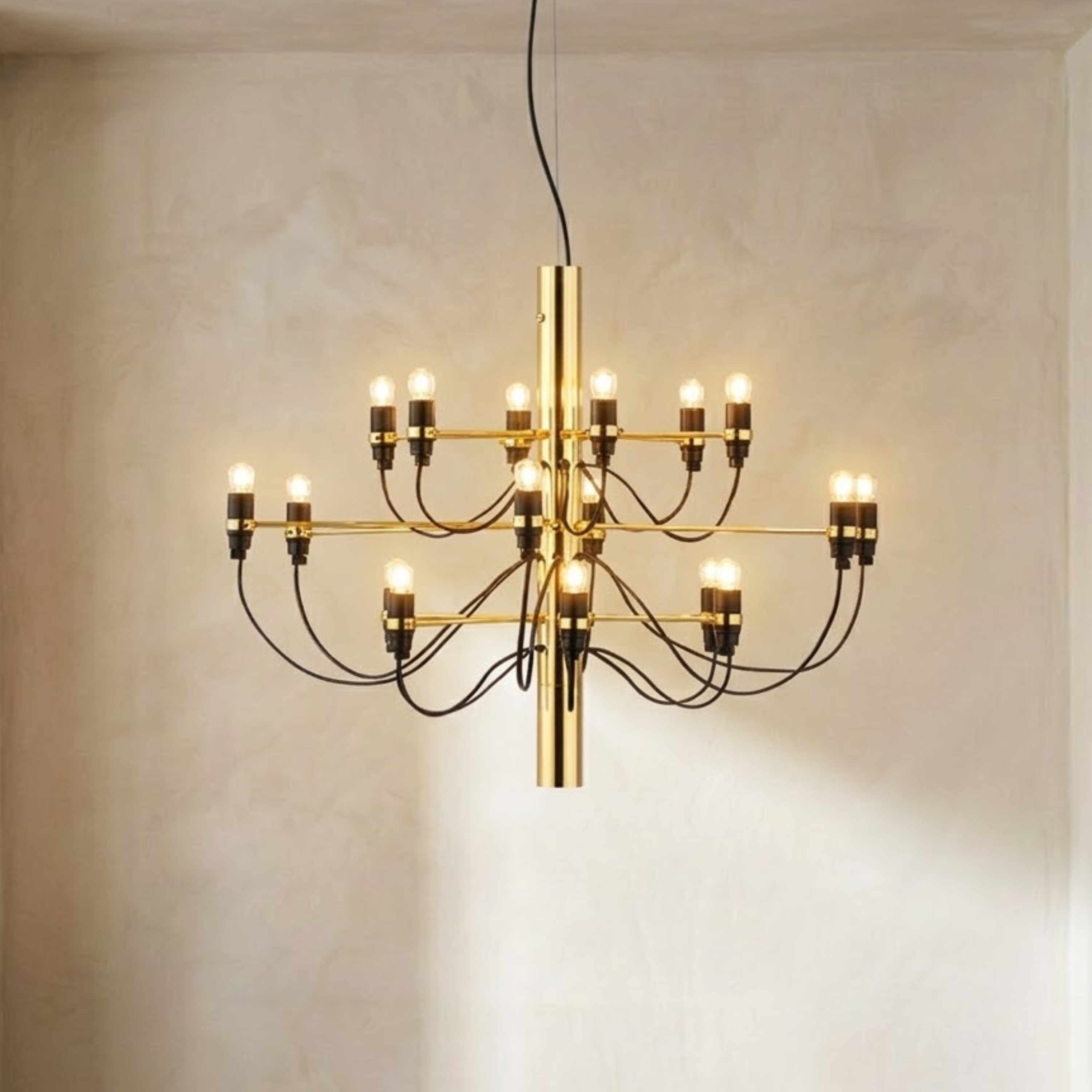Lampadario LED a candelabro a due livelli mid century