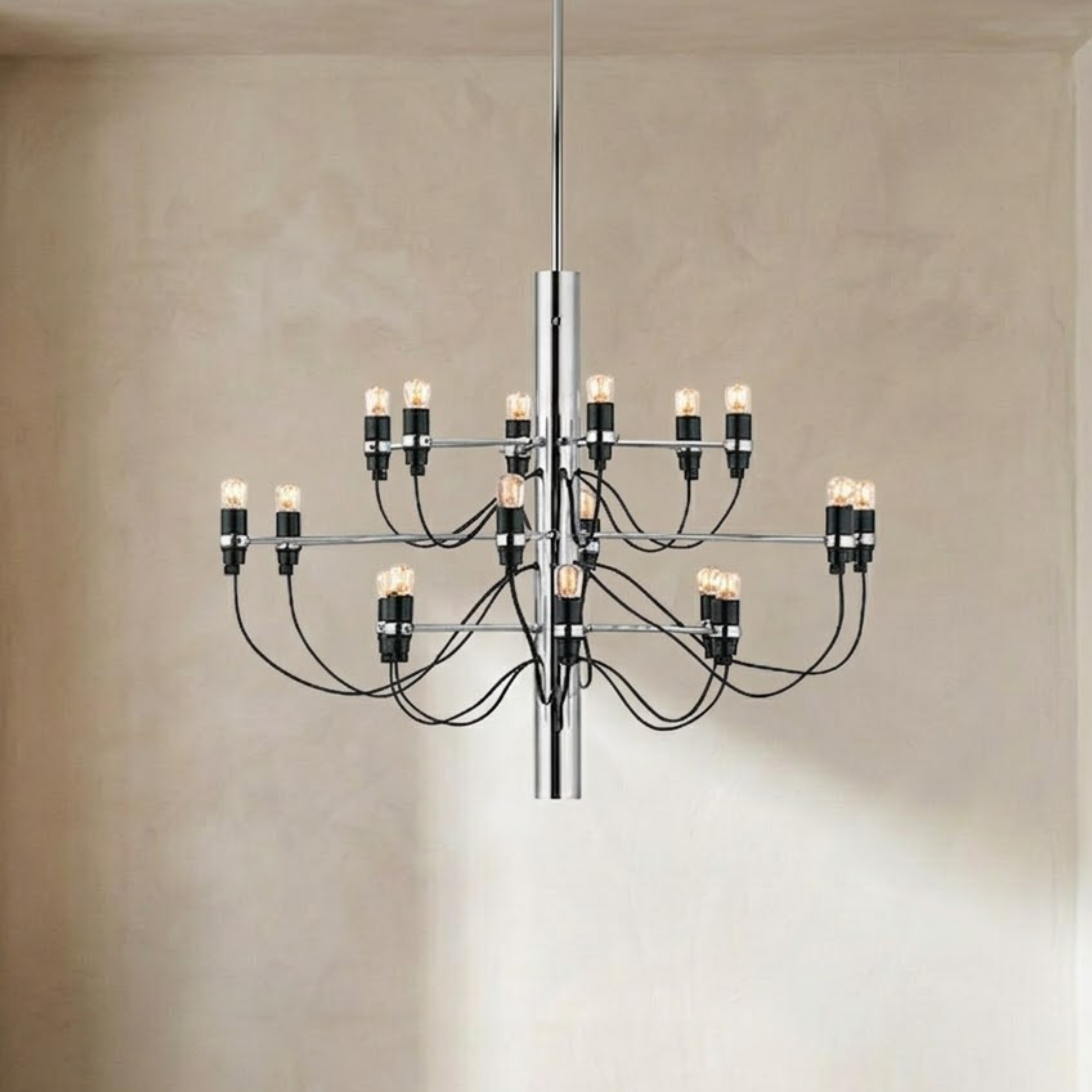 Lampadario LED a candelabro a due livelli mid century