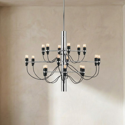 Lampadario LED a candelabro a due livelli mid century