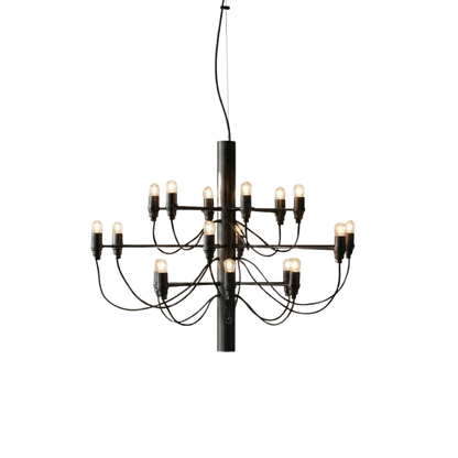 Lampadario LED a candelabro a due livelli mid century