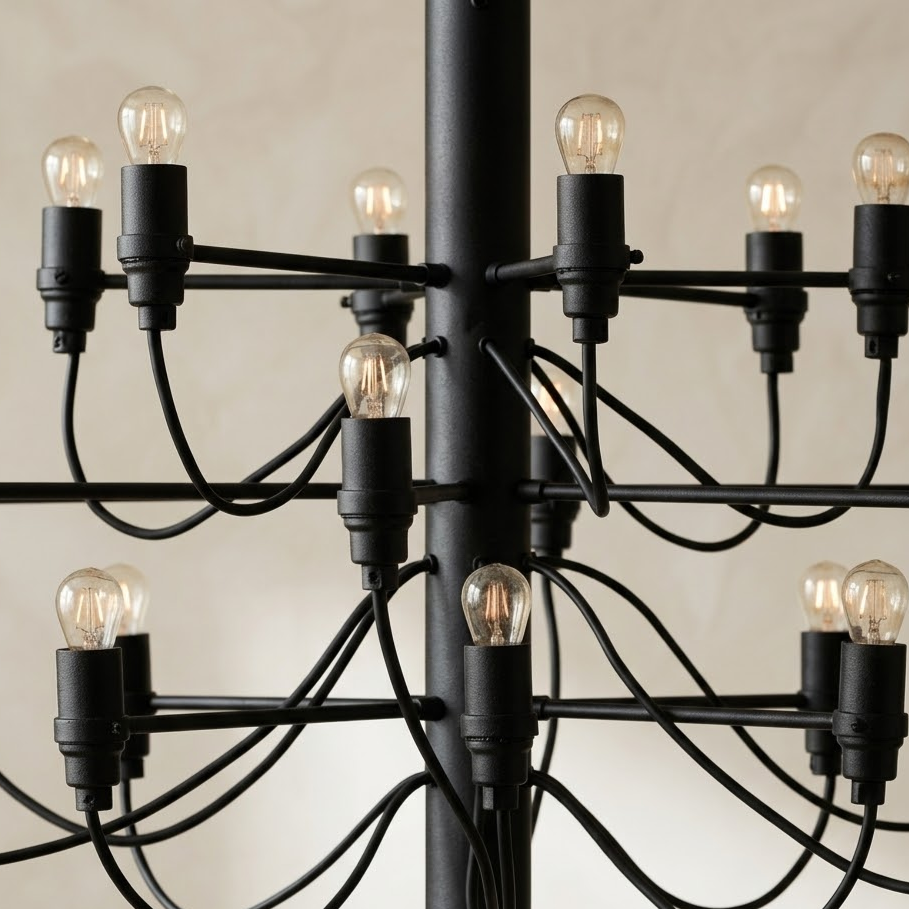 Lampadario LED a candelabro a due livelli mid century