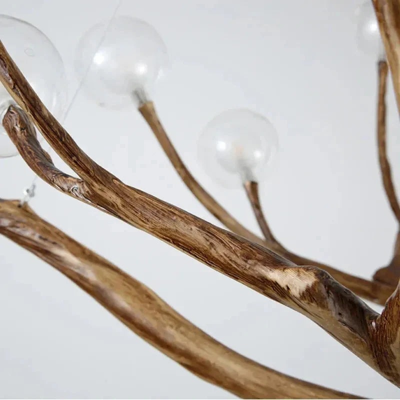 Lampadario Madelyn rustico a rami con globi in vetro satinato o trasparente