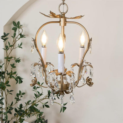 Lampadario mini vintage in cristallo con candele