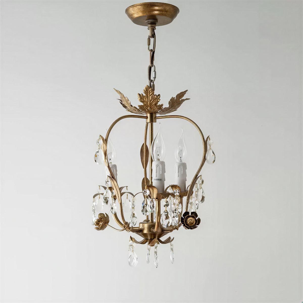 Lampadario mini vintage in cristallo con candele