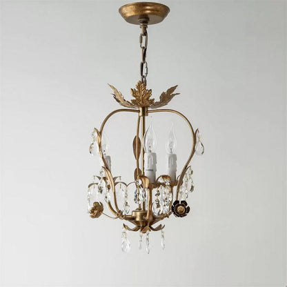 Lampadario mini vintage in cristallo con candele