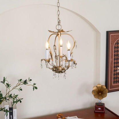 Lampadario mini vintage in cristallo con candele