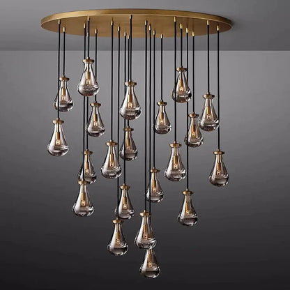 Lampadario moderno a gocce di pioggia in vetro per ingresso e scala