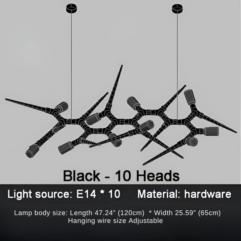 Lampadario moderno a rami per sala da pranzo, illuminazione di tendenza