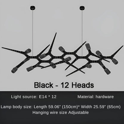 Lampadario moderno a rami per sala da pranzo, illuminazione di tendenza